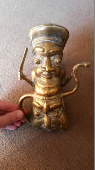 Bamum Bamun African Cameroon Tribal Art Yoruba Brass Pipe & Stem King Mbuembue photo