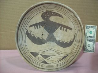 Pre - Historic Mimbres Native American Anasazi Indian Art Pottery Bowl W/kill Hole photo