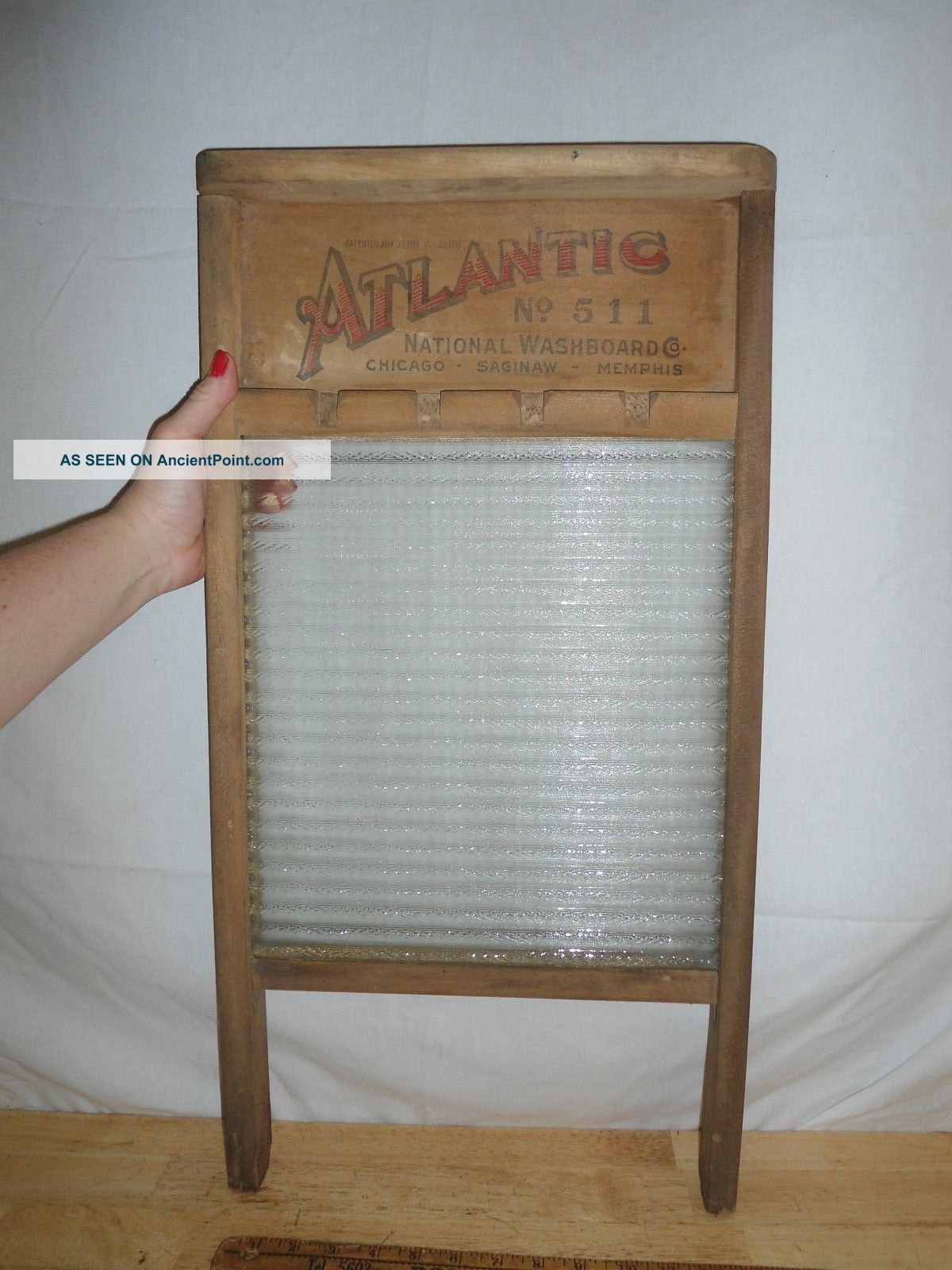 Vintage 1918 Washboard Atlantic 511 - Wood & Glass - - Usa Washing Machines photo