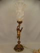 Antique Victorian Style Bronzed Figural Winged Putti Statue Old Torchiere Lamp Lamps photo 4