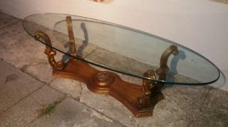 Vintage Weiman Heirloom Gold Gilt Glass Top Coffee Table photo