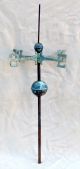 Antique Nsew Directional Weather Vane Lightning Rod Copper Spacers Heavy Patina Weathervanes & Lightning Rods photo 5