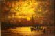 19thc Antique Charles S Dorion American Nocturnal Tonalist Harbor Oil Painting Other Maritime Antiques photo 1
