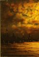 19thc Antique Charles S Dorion American Nocturnal Tonalist Harbor Oil Painting Other Maritime Antiques photo 2