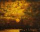 19thc Antique Charles S Dorion American Nocturnal Tonalist Harbor Oil Painting Other Maritime Antiques photo 3