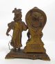 Antique 19th C Waterbury Bronze Dore Victorian Desk Clock Figural Girl &rope Yqz Clocks photo 2