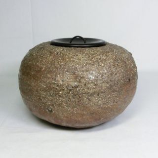 F938: Japanese Old Shigaraki Pottery Ware Cold Water Container W/good Glaze. photo