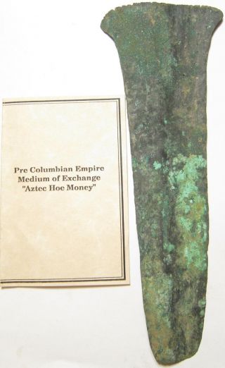 Rare Pre - Columbian Mexico Aztec Indians Copper Hoe Ax Money C.  1200 Ad Currency photo