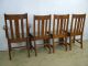 4 Antique Stickley Arts Crafts Era Quartersawn Honey Oak Dining Chairs 1900-1950 photo 2