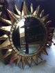 Vintage Ethan Allen Sunburst Mirror - Antique Gold Wood Frame 23 