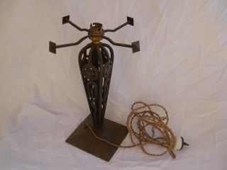 French Art Deco Wrought Iron Table Lamp Foot,  1930 Years. photo