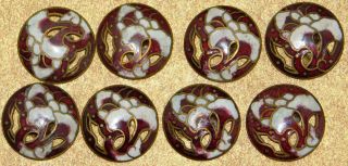 8 Antique French Enamel Champleve Cloisonne Buttons photo
