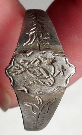 Ancient Silver Medieval Byzantine Ring With Eagle Jewelry Artifact 1200ad I48950 photo