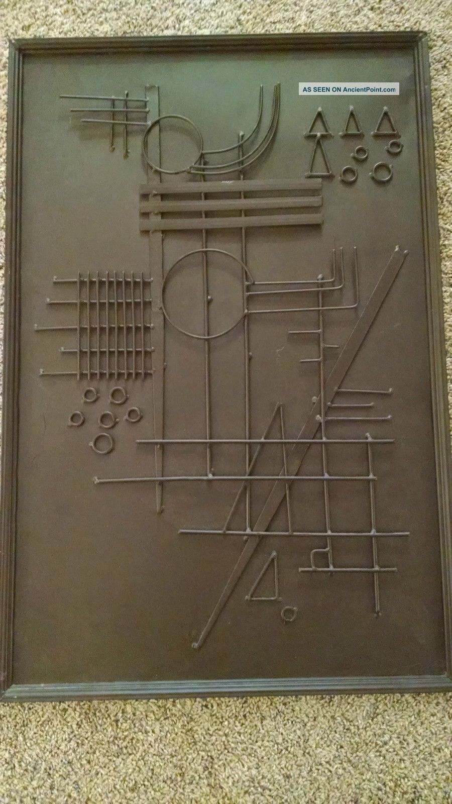 Brutalist Mid Century Modern Metal Wall Sculpture Wall Hanging Large 36