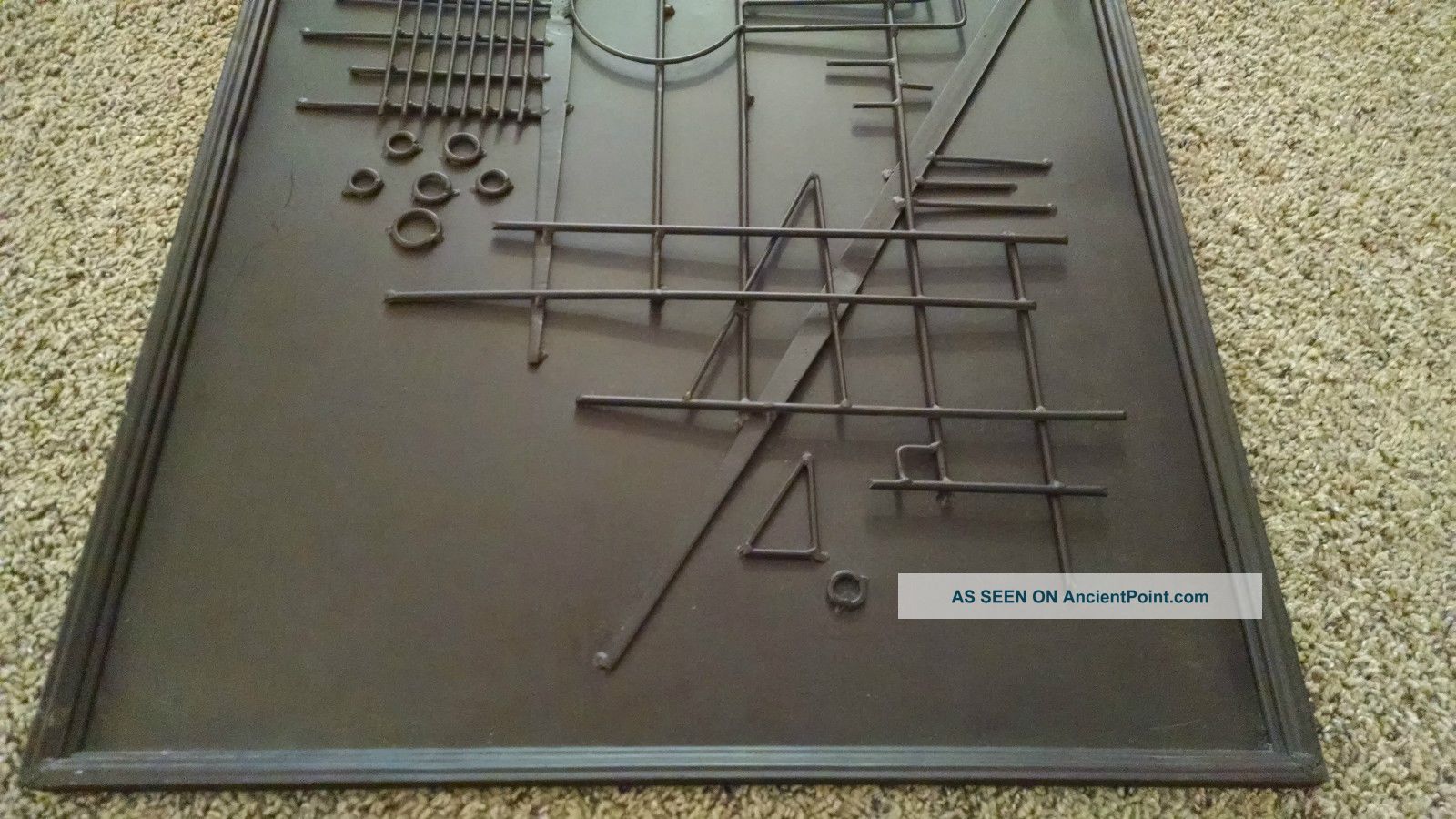 Brutalist Mid Century Modern Metal Wall Sculpture Wall Hanging Large 36