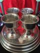 Art Deco Chrome And Green Bakelite Steeped Egg Cup Stand & 4 Egg Cups & Spoons Art Deco photo 2
