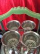 Art Deco Chrome And Green Bakelite Steeped Egg Cup Stand & 4 Egg Cups & Spoons Art Deco photo 3