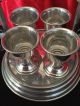 Art Deco Chrome And Green Bakelite Steeped Egg Cup Stand & 4 Egg Cups & Spoons Art Deco photo 5