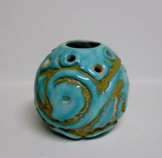 Mid - Century Italian Sgraffito Mini Pottery Vase photo