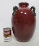 Antique Art Deco Early 1900 ' S Red Oxblood Flambe Ceramic Vase/lamp Drilled Yqz Vases photo 1