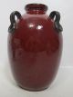 Antique Art Deco Early 1900 ' S Red Oxblood Flambe Ceramic Vase/lamp Drilled Yqz Vases photo 4