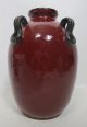 Antique Art Deco Early 1900 ' S Red Oxblood Flambe Ceramic Vase/lamp Drilled Yqz Vases photo 5