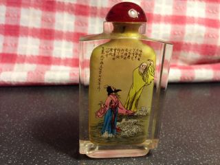 Vintage Chinese Inside - Painted Glass Snuff Bottle.  Ref5 photo