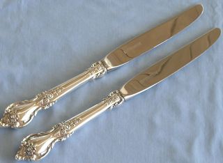 2 Lunt Sterling Silver Delacourt 9 Inch Dinner Knives photo