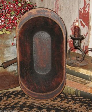Wood Trencher Dough/candle/loaf Bowl Lamp Black Primitive/french Country Decor photo