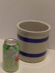 Roseville 303 - F Kitchen Utensil Jar Blue Stripe Primitive Pottery 1/2 Gallon Us Primitives photo 1