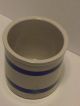 Roseville 303 - F Kitchen Utensil Jar Blue Stripe Primitive Pottery 1/2 Gallon Us Primitives photo 6
