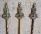 3 Vintage Antique Dartmoor Pixie Brass Fireplace Tools 2 Pokers 1 Shovel - Estate Hearth Ware photo 1