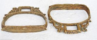 Antique Hand Crafted Brass Engraved Horse Saddle Stirrups Pair Vpa249 photo