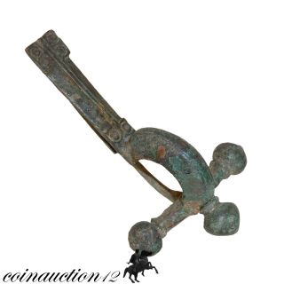 Late Roman Military Bronze Crossbow Fibulla Brooch 4th Century Ad photo