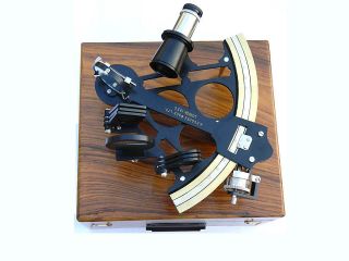 Bass Micrometer Drum Readout Black Finish Sextant With Hard Wood Box photo