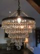 Vintage Large 5 Tier Waterfall Crystal Chandelier With Chain And Rose Chandeliers, Fixtures, Sconces photo 1