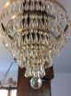 Vintage Large 5 Tier Waterfall Crystal Chandelier With Chain And Rose Chandeliers, Fixtures, Sconces photo 2