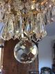 Vintage Large 5 Tier Waterfall Crystal Chandelier With Chain And Rose Chandeliers, Fixtures, Sconces photo 3