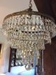 Vintage Large 5 Tier Waterfall Crystal Chandelier With Chain And Rose Chandeliers, Fixtures, Sconces photo 4