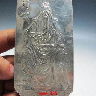 Old Tibetan Tibet Silver Guangong Statue photo