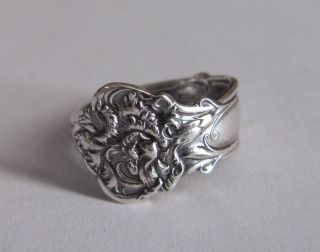 Sterling Silver Spoon Ring - Wallace / Carnation - Size 8 (7 To 9) - C.  1908 photo