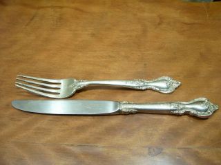 Vintage Lunt Sterling Silver Dinner Fork And Knife Delacourt Pattern photo