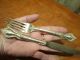 Vintage Lunt Sterling Silver Dinner Fork And Knife Delacourt Pattern Flatware & Silverware photo 2