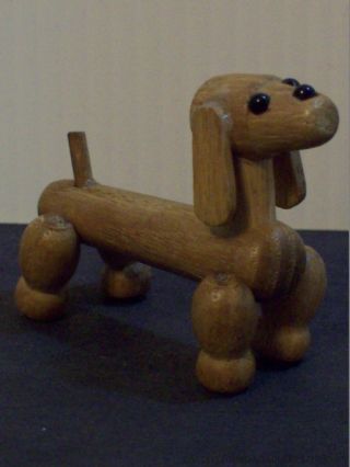 Vintage Zoo Line Mid Century Danish Wood Wiener Dog Dachshund Figurine photo
