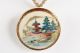 Fine Old Asian Handpainted Porcelain Pagoda Scene Bead Necklace The Americas photo 2