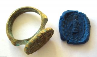 Circa.  1750 A.  D Islamic Origin Near Eastern Ae Bronze Decorative Seal Ring photo