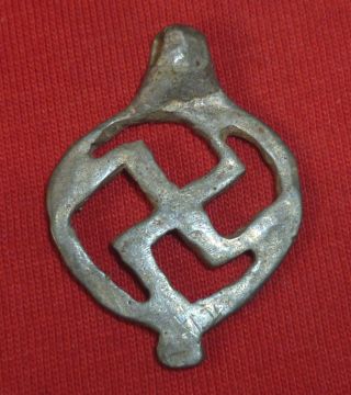 Roman Ancient Silver Amulet / Pendant - Swastika Circa 100 - 200 Ad - 1379 photo