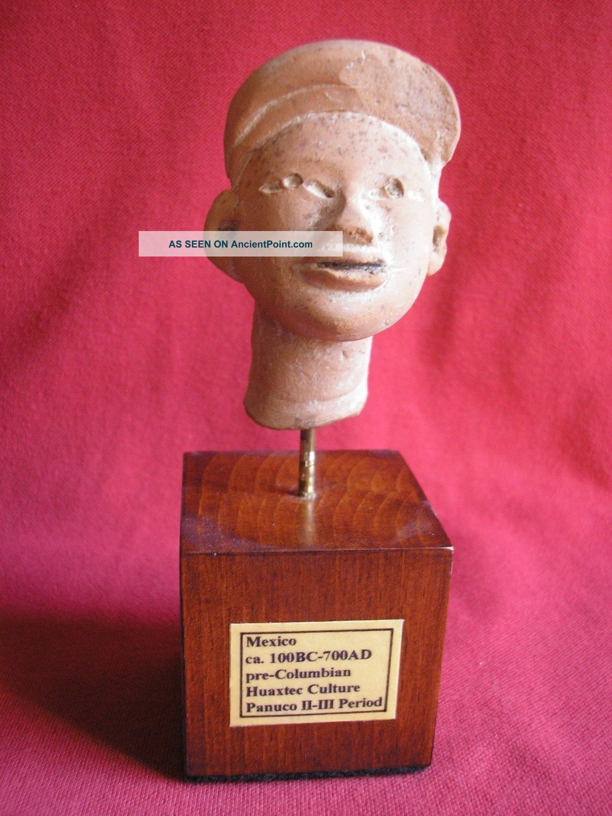 Terracotta Huaxtec Statue Head,  Ca.  100 Bc - 700 Ad The Americas photo