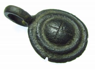 Rare Medieval Horse Harness Heraldic Pendant - With Cross Motif - Wearable - 979 photo