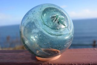 Japanese Fishing Glass Float Marked 198 photo